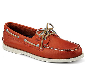 Authentic Original Burnished Leather 2-Eye Boat Shoe - Orange Burnished Leather